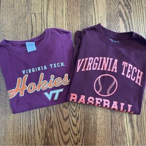 Champion Gildan *2* Virginia Tech Short Sleeve Burgundy Tees Size Youth XL